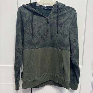 Under Armour Threadborne 1/2 Zip Hoodie Hooded Sweatshirt Camo Green Coldgear LG